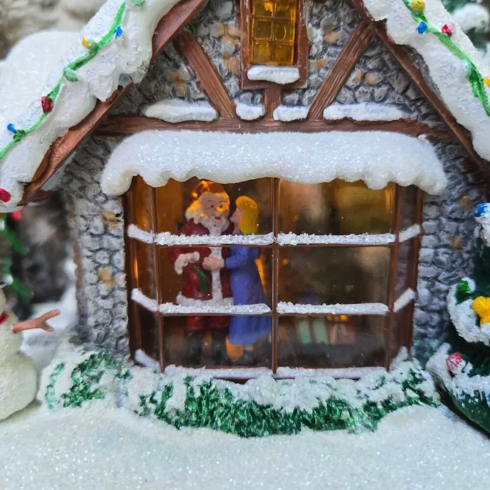 Thomas Kinkade Stillwater Cottage 2005 lights mini Christmas Village pc